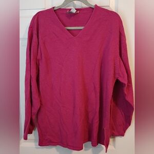 Jessica Holbrook Silk Angora Cashmere V-Neck Pink Sweater